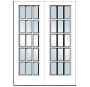 15-Lite Pine Interior Double Door