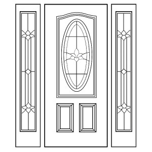 Independence 3/4 oval glass door with full sidelites