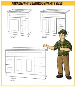Arcadia White Vanity Sizes