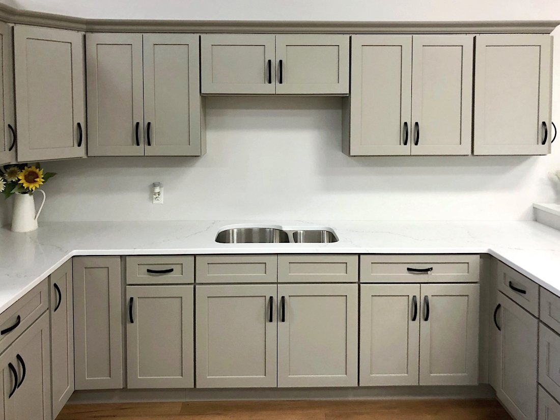 Stone gray kitchen cabinets