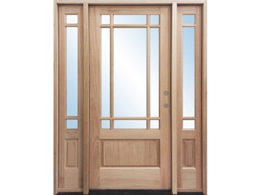 Mahogany 9Lite Prairie Marginal Door