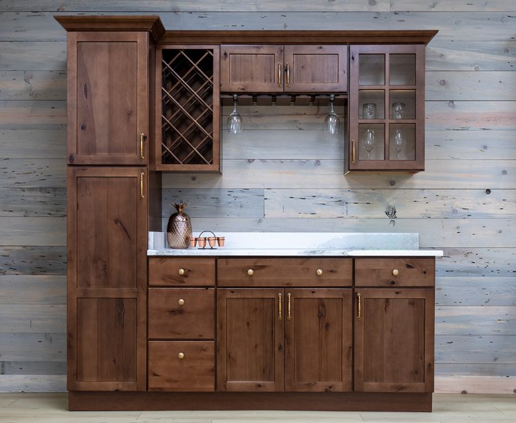 Rustic Walnut Kitchen Cabinets