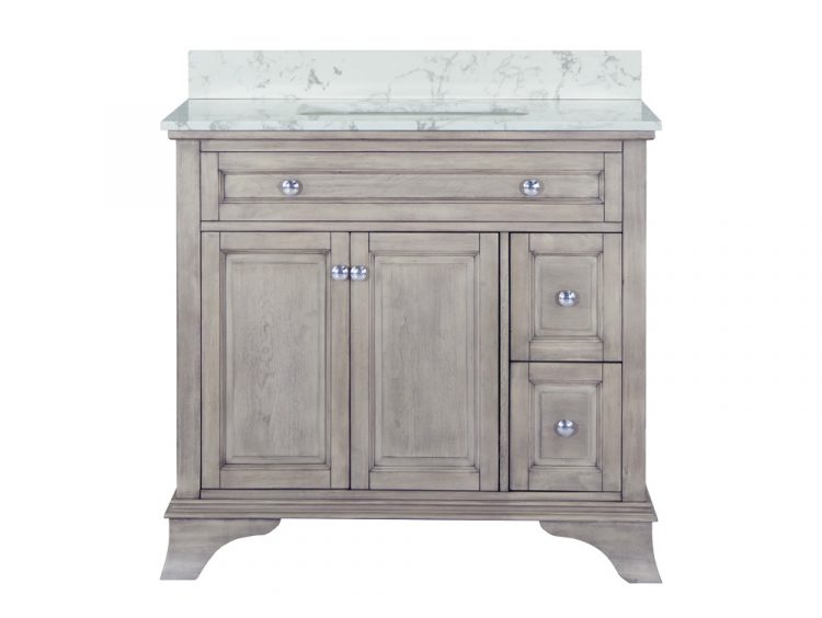 Wainwright 36 inch bathroom vanity in Old Harbor Grey with front view