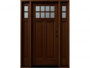 Mahogany 8-lite craftsman entry door with sidelites and prefinished color 02 finish
