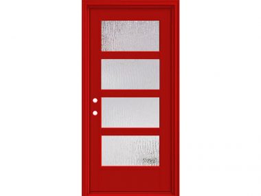 Malden 4-Lite Rain Glass Smooth Red Door $775