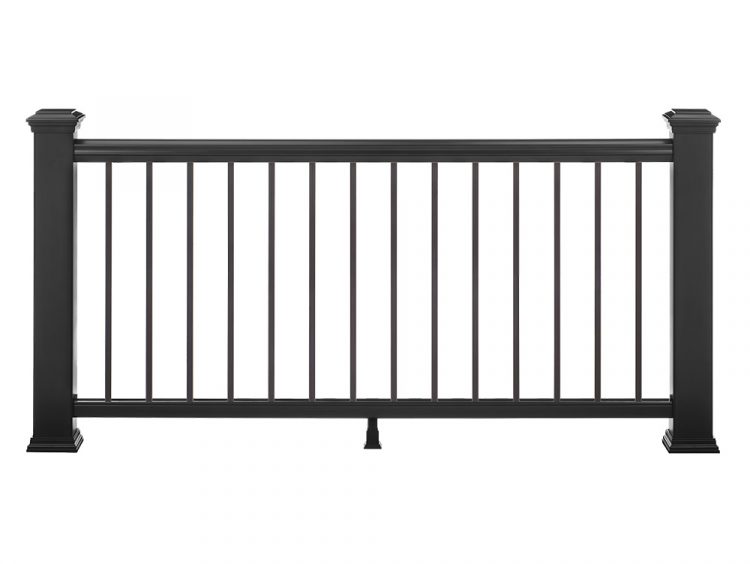 Black Transcend railing kit with round balusters