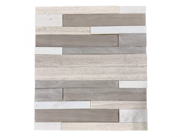 Athena Blend marble ledgestone panel in soft taupe, cream, and ivory tones
