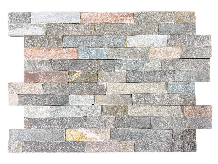 Beachwood light quartz ledgestone wall tile panel in multi-color natural stone