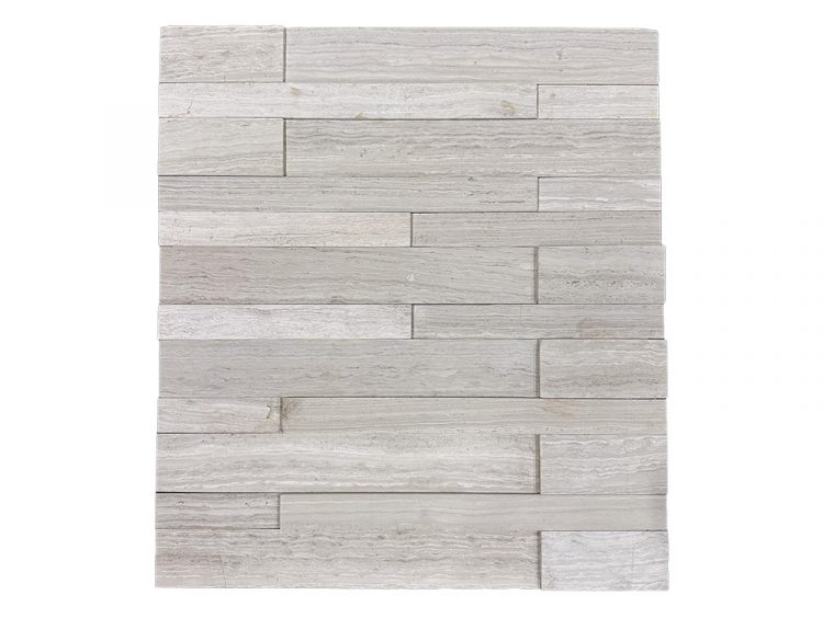 Wooden Grey marble ledgestone panel with soft ridges and grooves of grey and beige tones