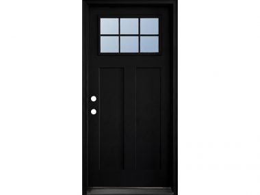 Craftsman 6-Lite Black Exterior / White Interior Fiberglass Door $695