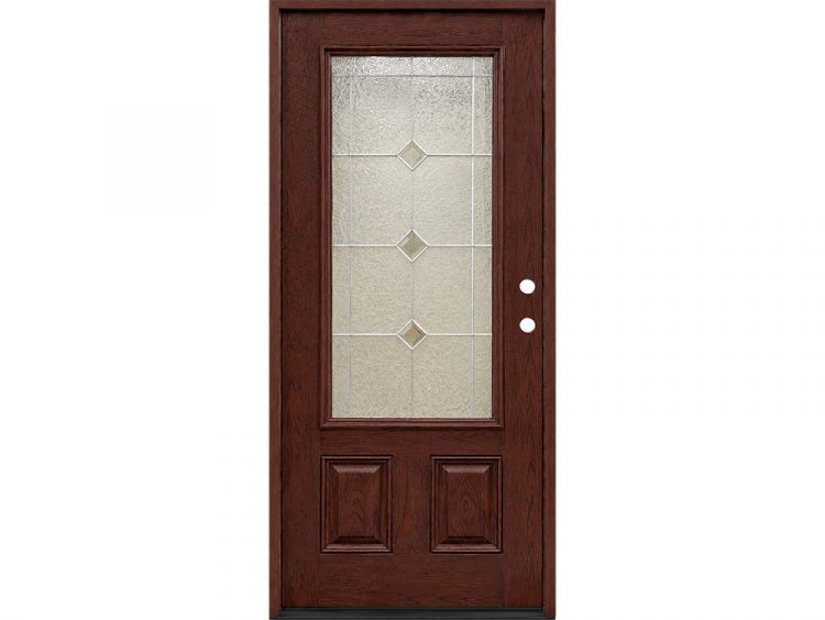 Classic deco 3/4-Lite fiberglass exterior door with decorative glass panel