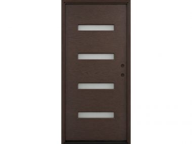 Dark Walnut 4-Lite Frosted Fiberglass Door $849
