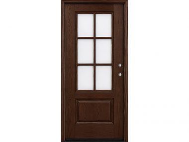 Dark Walnut 6-Lite / 1 Panel Fiberglass Door $869