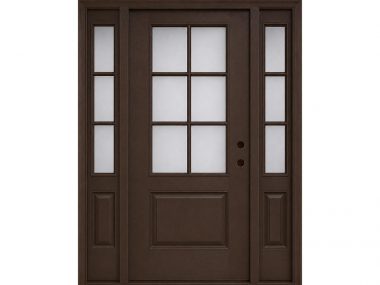 Dark Walnut 6 Lite + 3L SL Unit Fiberglass Door $1,695