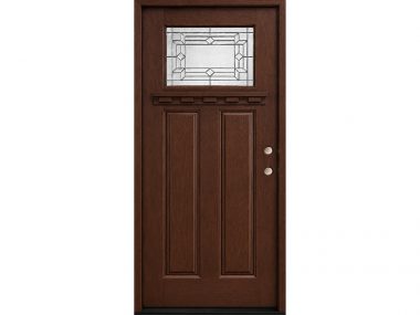 Dark Walnut Deco Craftsman Fiberglass Door $859