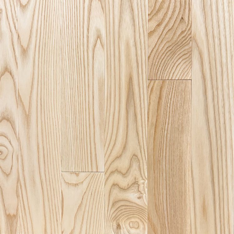 3 1/4 inch Ash Naked hardwood flooring with natural ash grain and color variation